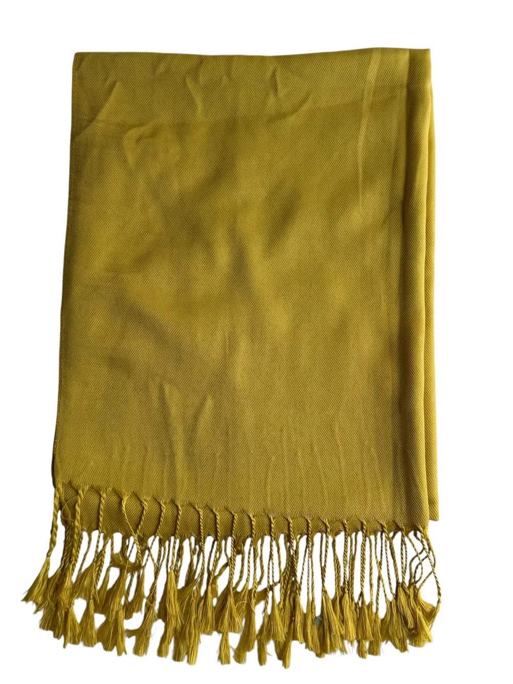 Rectangular Mustard Yellow Fringe Scarf / Hijab